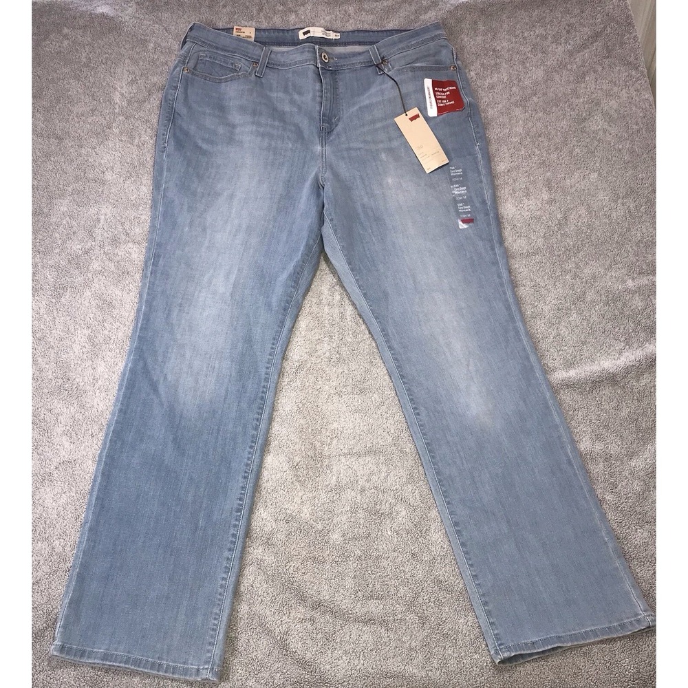 NWT Levis 580 Womens Jeans 20W Curvy Straight‎ Medium Blue Denim Stretch Pockets